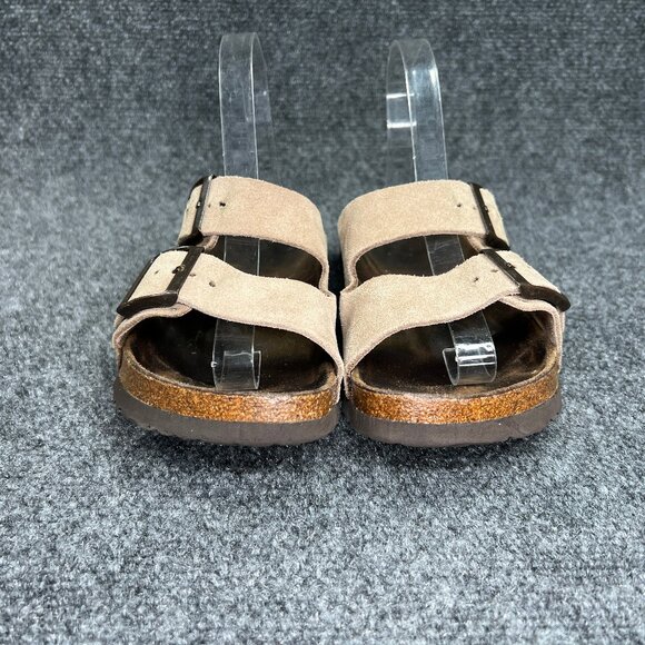 Betula Arizona Sandals‎ Women's Size 8.5 Tan Suede Buckle Strap Slide Flip Flops - Picture 2 of 12
